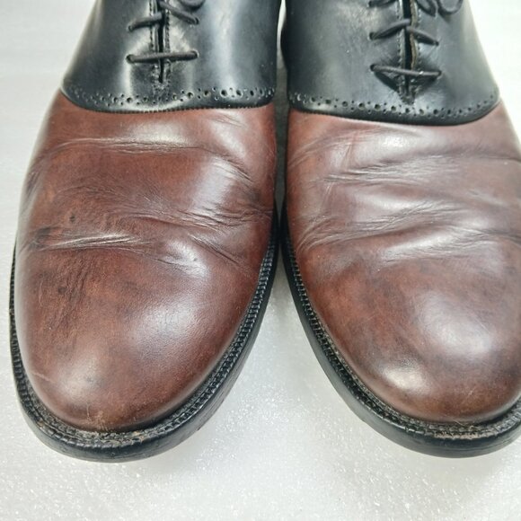 Johnston & Murphy Signature Series Two-Tone Saddle Oxfords 12 Goodyear Neolite - Picture 7 of 14